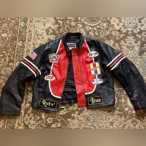 Vintage leather rock n blues racing jacket